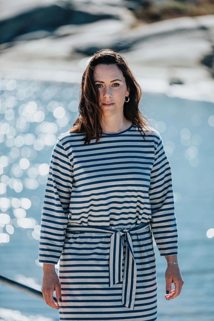 Secondary product image for "Sigrid Dress Stripe Blue Sand"