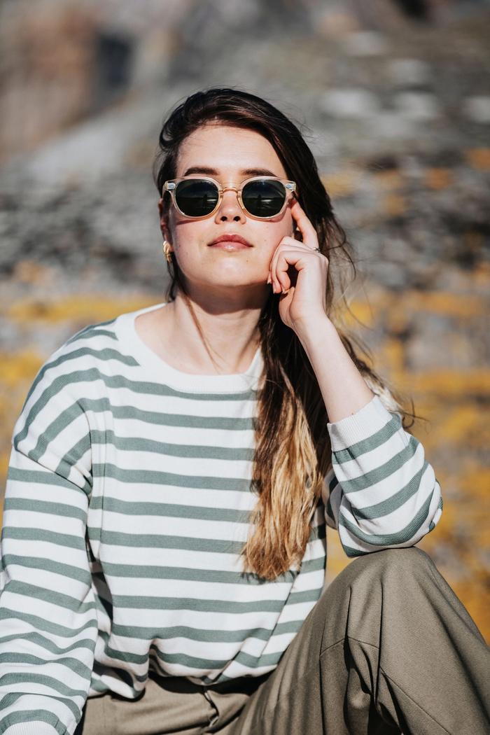 Secondary product image for "Stina Knitted Sweater Stripe Green"
