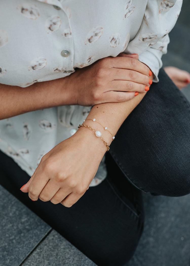 Secondary product image for "Armband Kedja Pärla Guld"