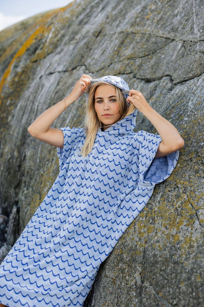 Secondary product image for "Frotteponcho Blå/Navy Våg"