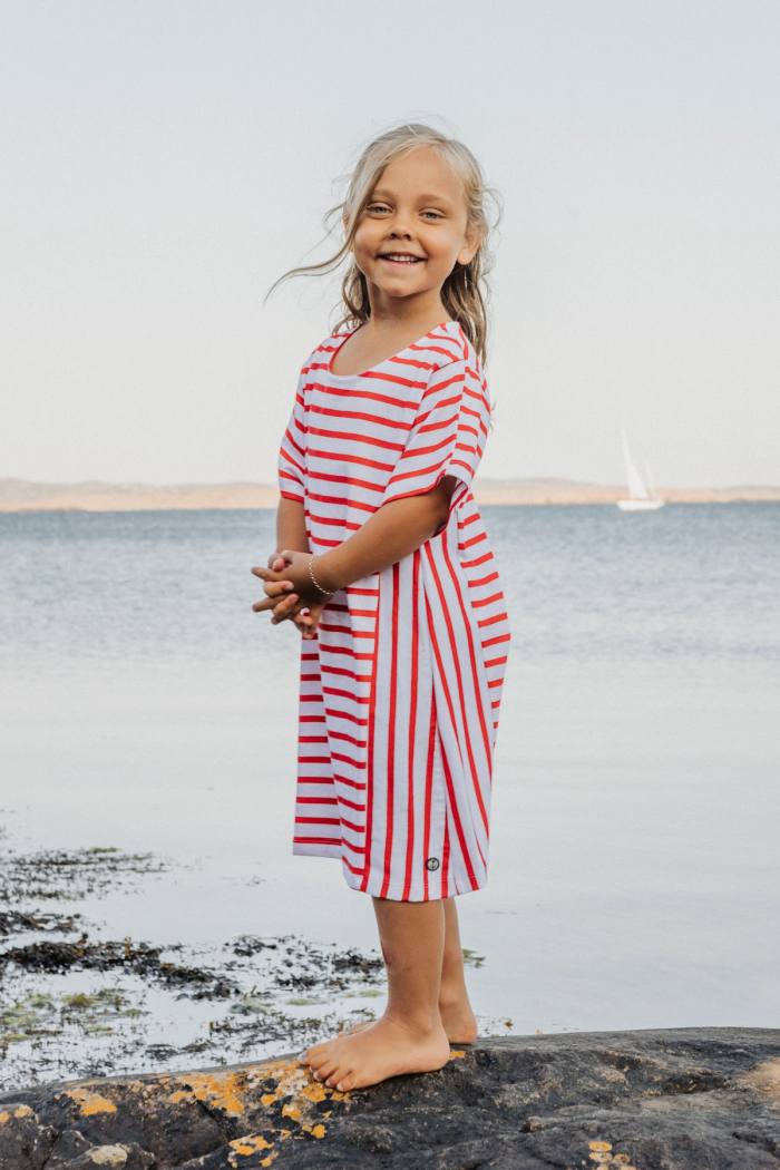 Secondary product image for "Lina Klänning Rand Röd Vit Barn"