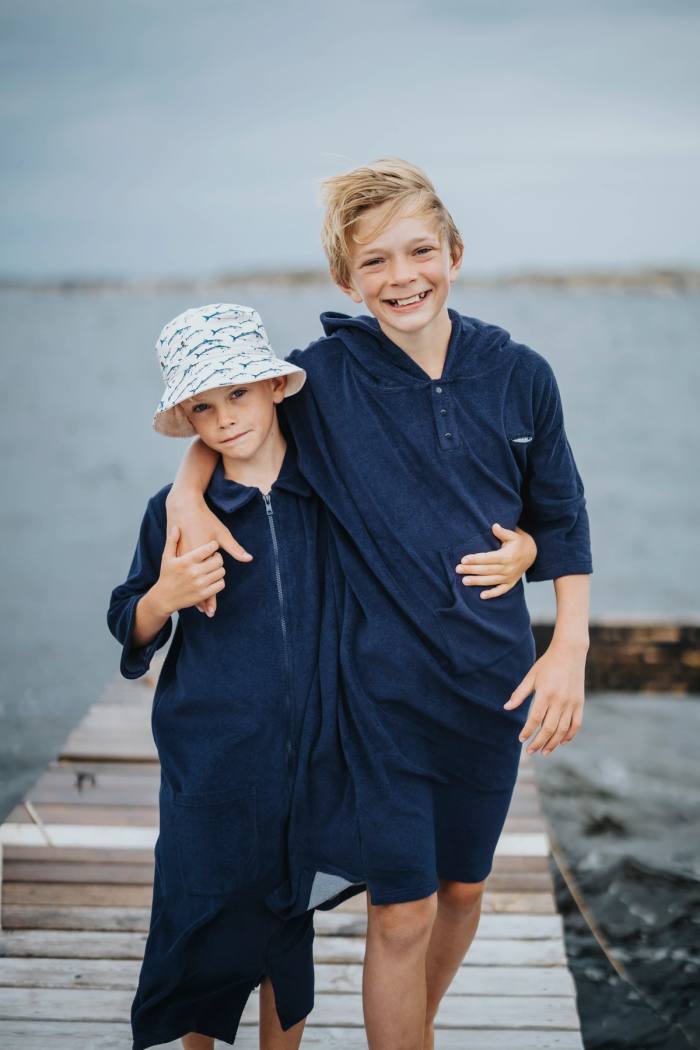 Secondary product image for "Frottéponcho Marinblå Barn LS"