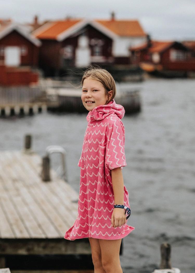 Secondary product image for "Frottéponcho Våg Rosa Barn"