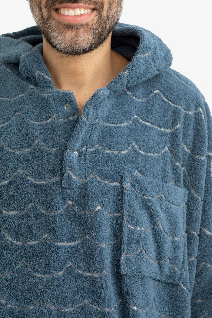 Secondary product image for "Frottéponcho Våg Petrol Långärmad"
