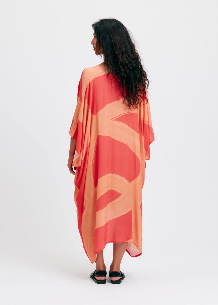 Secondary product image for "Leya Kaftan Ocean Line Peach"