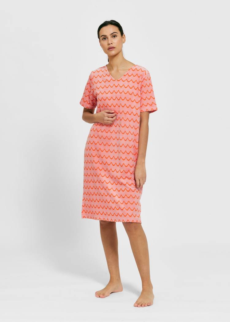 Secondary product image for "Hilda Frottéklänning Våg Rosa Orange"
