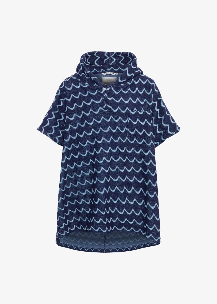 Secondary product image for "Frottéponcho Våg Navy Ljusblå Barn"