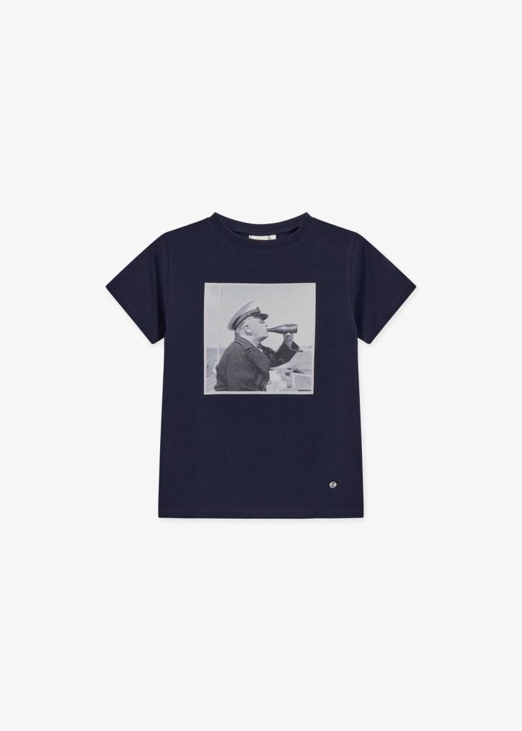 Secondary product image for "T-shirt Evert Skål Navy Barn"