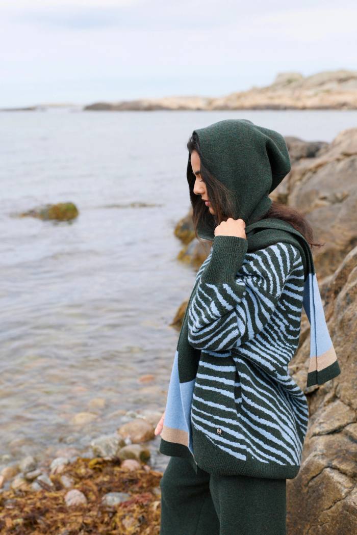 Secondary product image for "Striped Hooded Scarf Green"