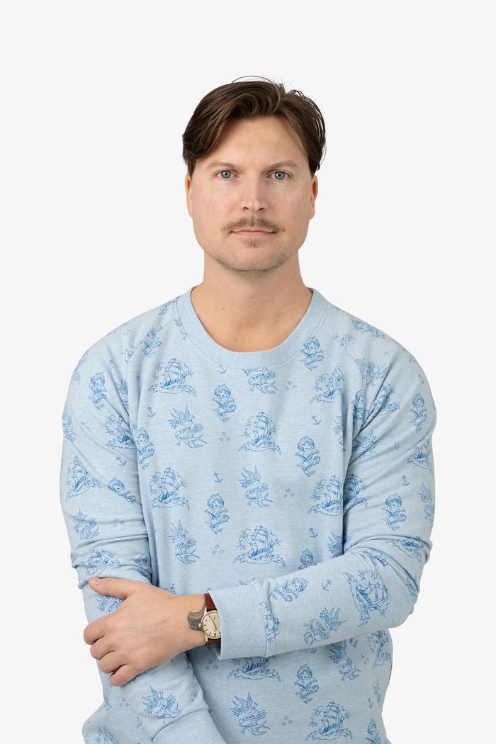 Secondary product image for "Sweater Adult Tattoo Blue"