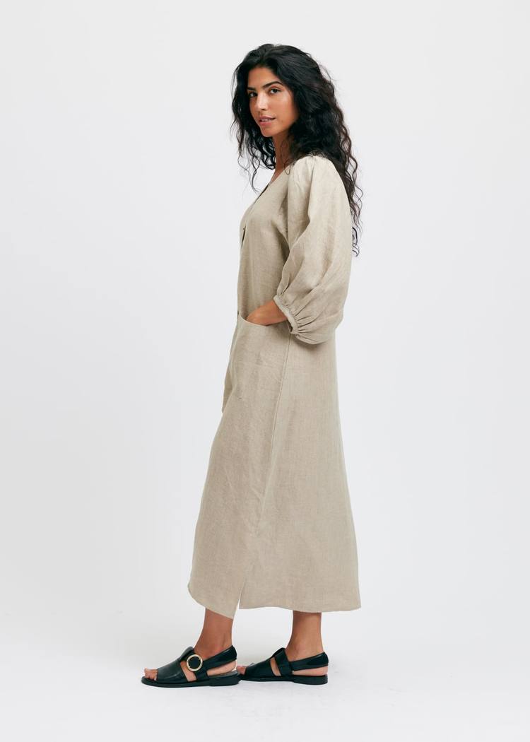 Secondary product image for "Casandra Klänning Linen Natur"