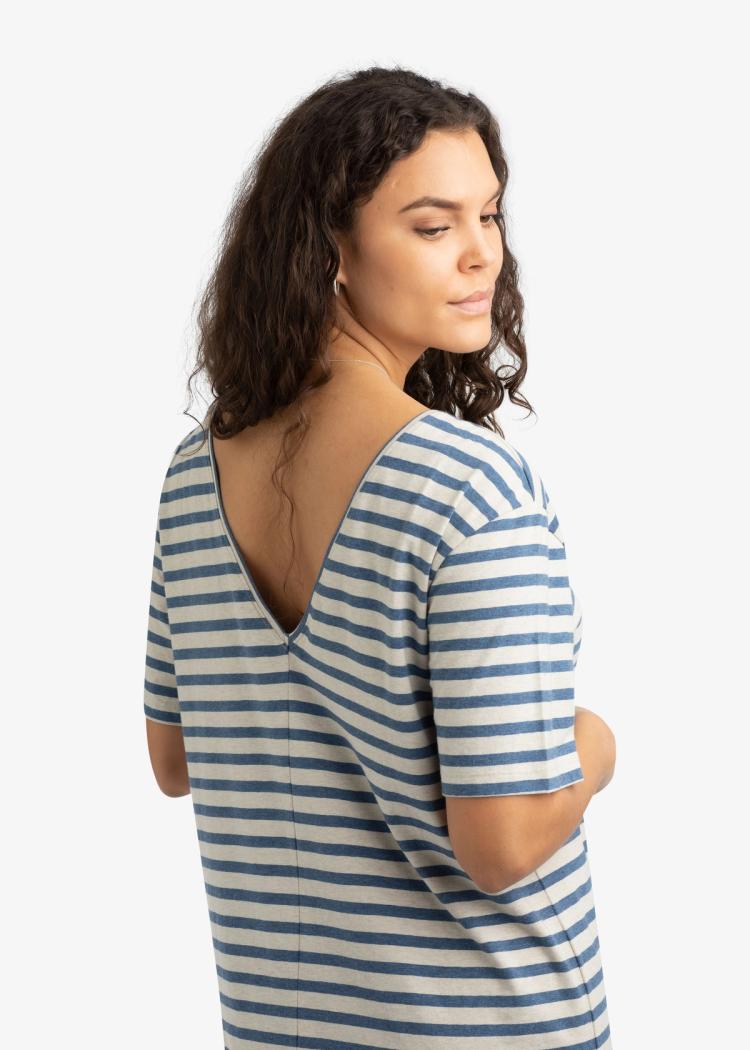 Secondary product image for "Paulette Dress Stripe Blue Sand"
