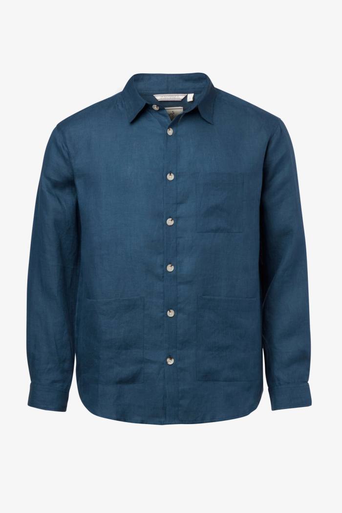 Secondary product image for "Three Pocket Linneskjorta Marinblå Unisex"