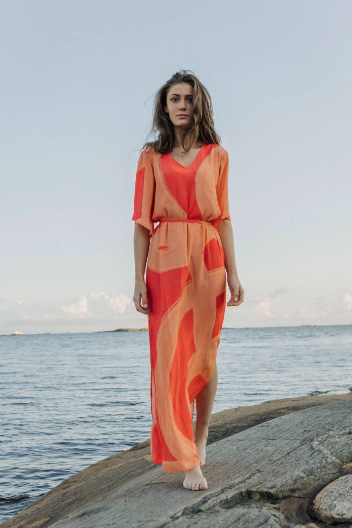 Secondary product image for "Linni Klänning Ocean Line Peach"