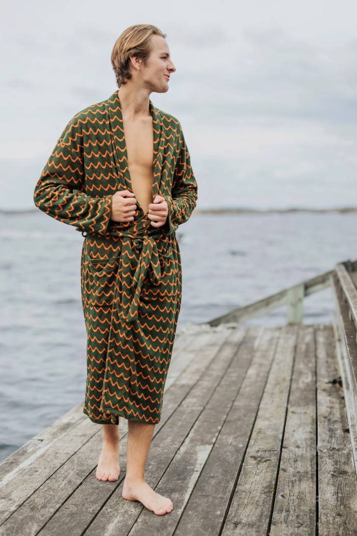 Secondary product image for "Bathrobe Tie Wave Petrol Green Orange"