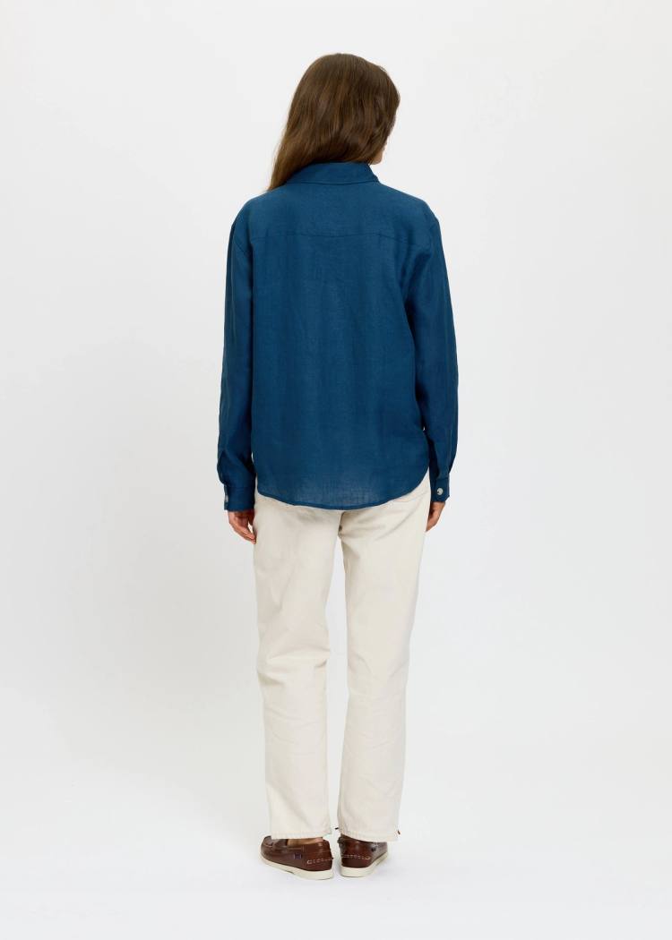 Secondary product image for "Three Pocket Shirt Linen Navy"