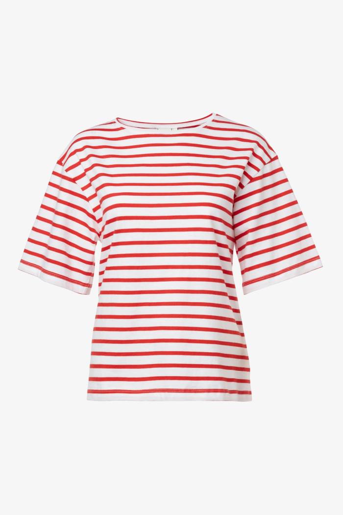 Secondary product image for "Tuva T-Shirt Stripe White Red"