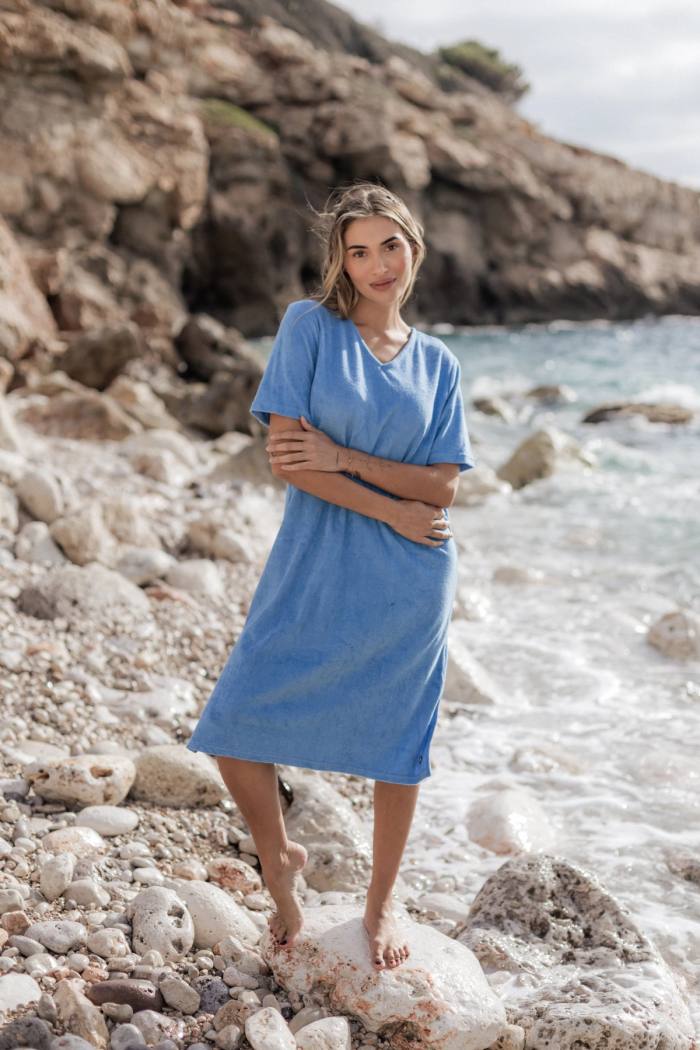 Secondary product image for "Hilda Frotté Klänning Blå"