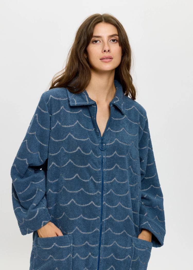 Secondary product image for "Bathrobe Ladies Wave Petrol"