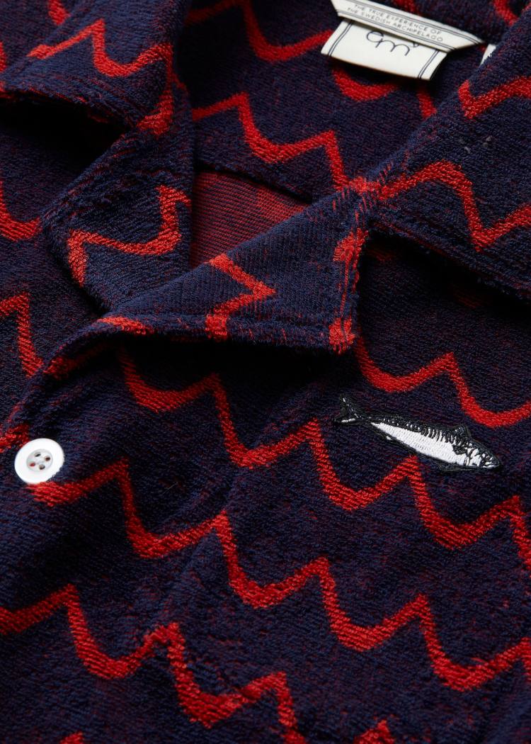 Secondary product image for "Frottéskjorta Navy Våg Röd"