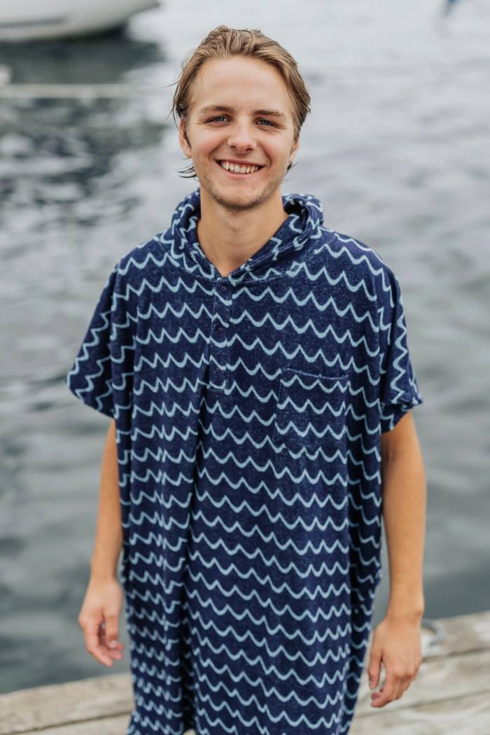 Secondary product image for "Frottéponcho Våg Navy Ljusblå"