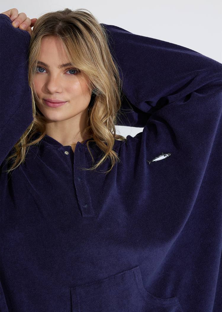 Secondary product image for "Frottéponcho Marinblå LS"