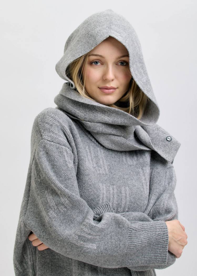 Secondary product image for "EM Scarf Hood Greymelange"