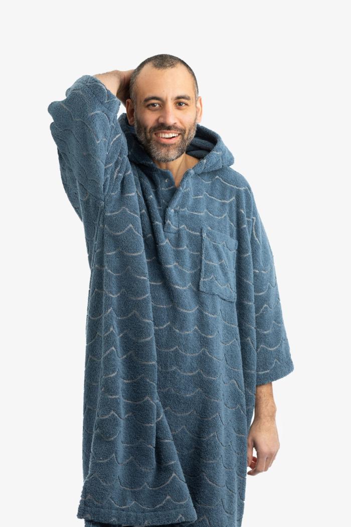Secondary product image for "Frottéponcho Våg Petrol Långärmad"