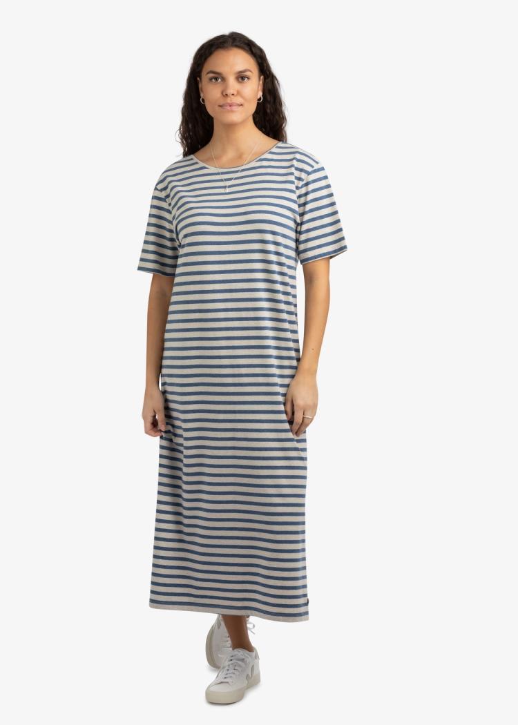 Secondary product image for "Paulette Dress Stripe Blue Sand"