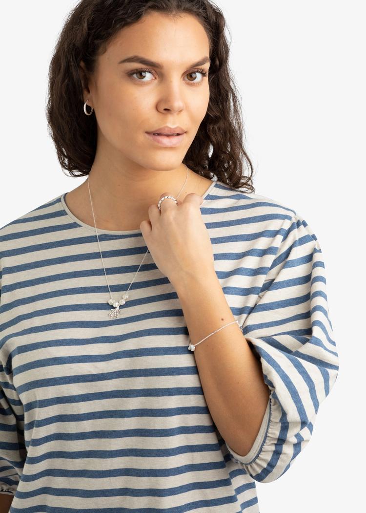 Secondary product image for "Molly Puff Blouse Stripe Blue Sand"