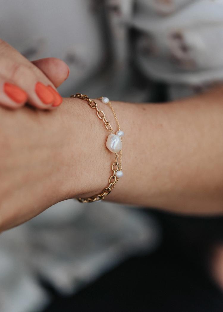 Secondary product image for "Armband Kedja Pärla Guld"