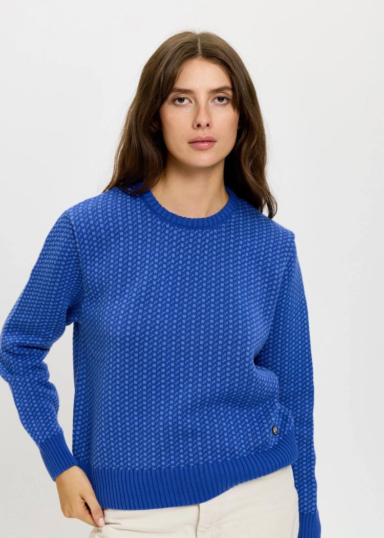 Secondary product image for "Olga Stickad Blå Bomull"