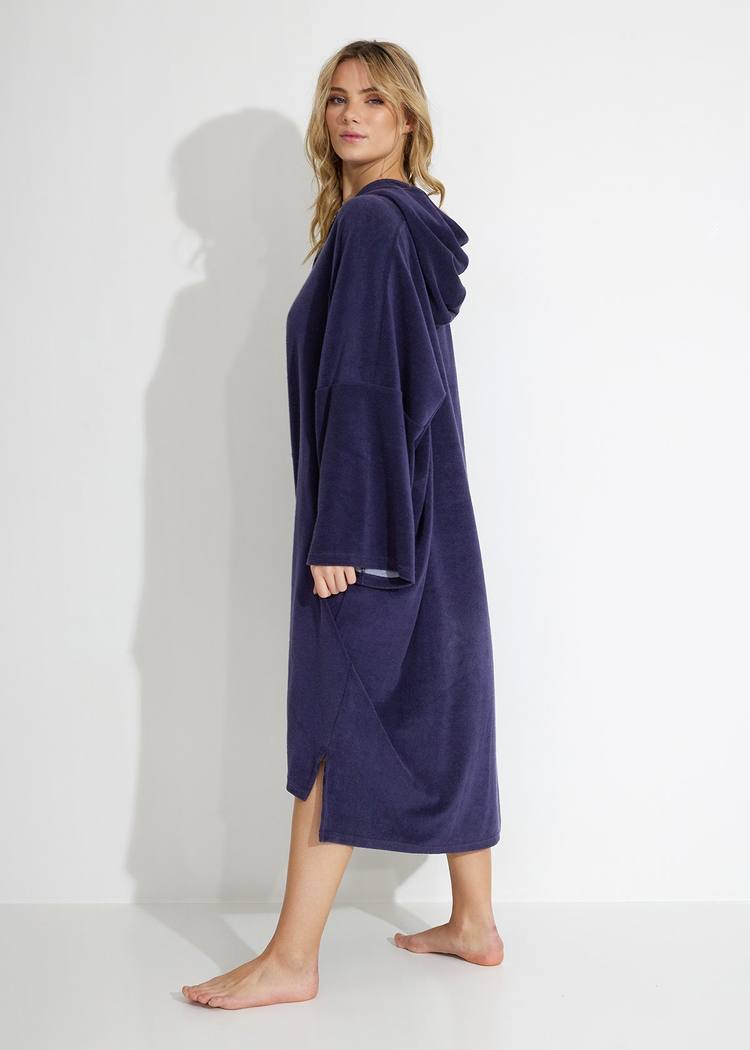 Secondary product image for "Frottéponcho Marinblå LS"