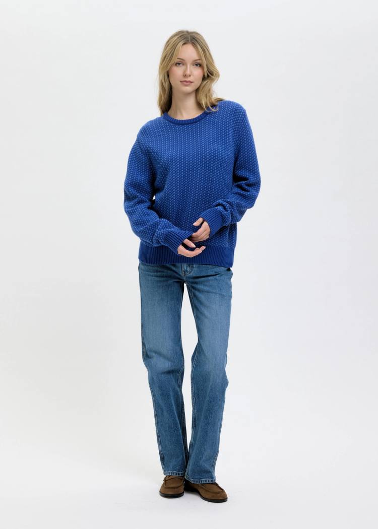 Secondary product image for "Olga Stickad Blå Bomull"