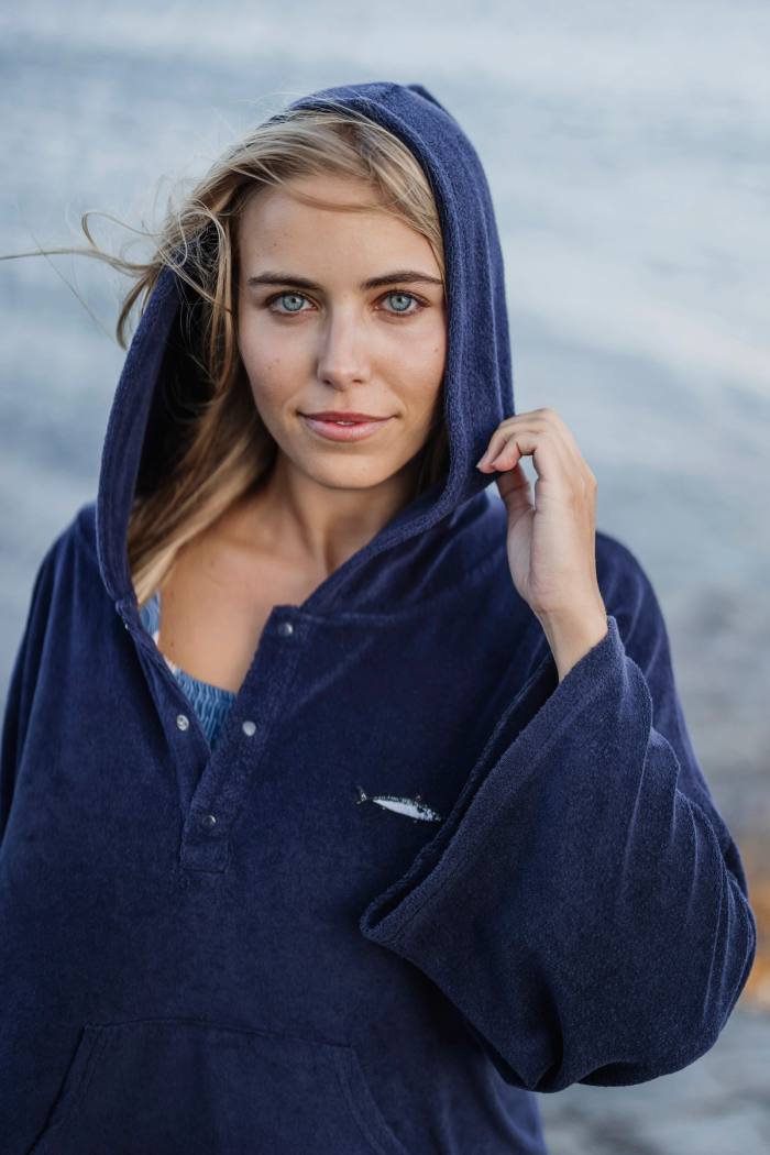 Secondary product image for "Frottéponcho Marinblå LS"