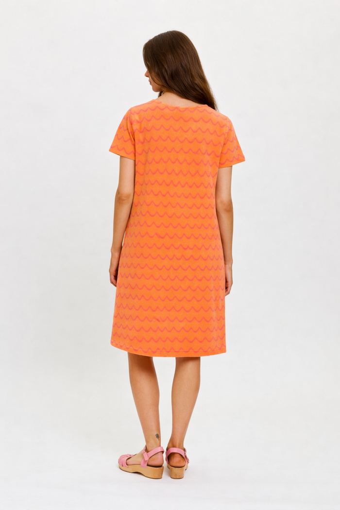 Secondary product image for "Hilda Frottéklänning Orange/Rosa Våg"