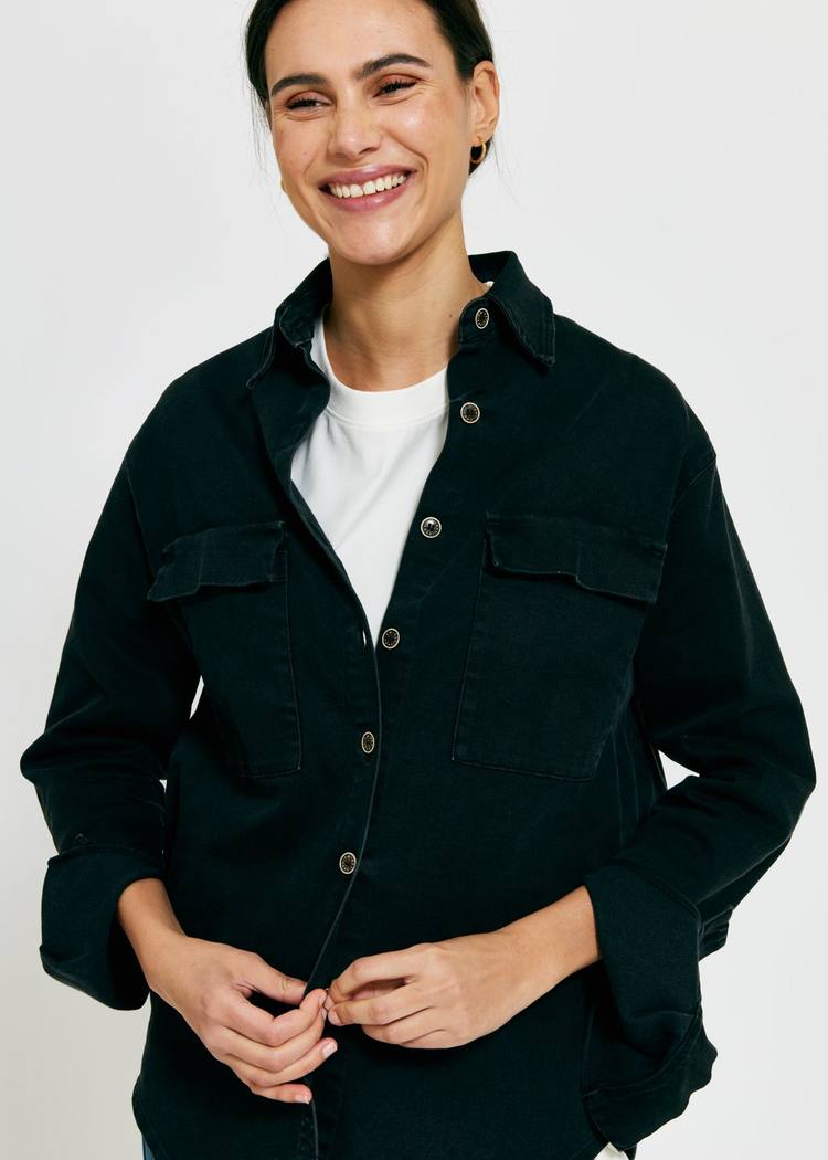 Secondary product image for "Overshirt Women Washed Black"