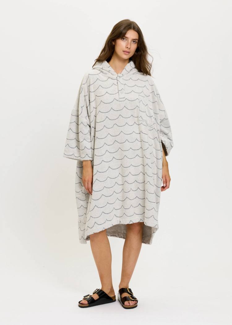 Secondary product image for "Terry Poncho Wave Ecru Long Sleeve"