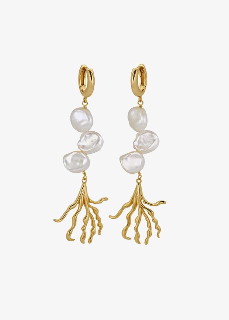 Secondary product image for "Baroque Pearl Earring Tongs Gold"