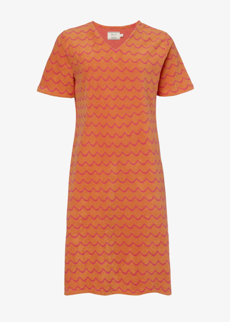Secondary product image for "Hilda Frottéklänning Orange/Rosa Våg"