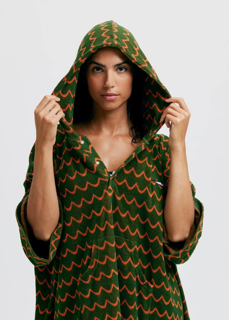 Secondary product image for "Frottéponcho Våg Grön Orange"