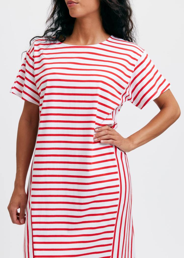 Secondary product image for "Lina Dress Stripe White Red"