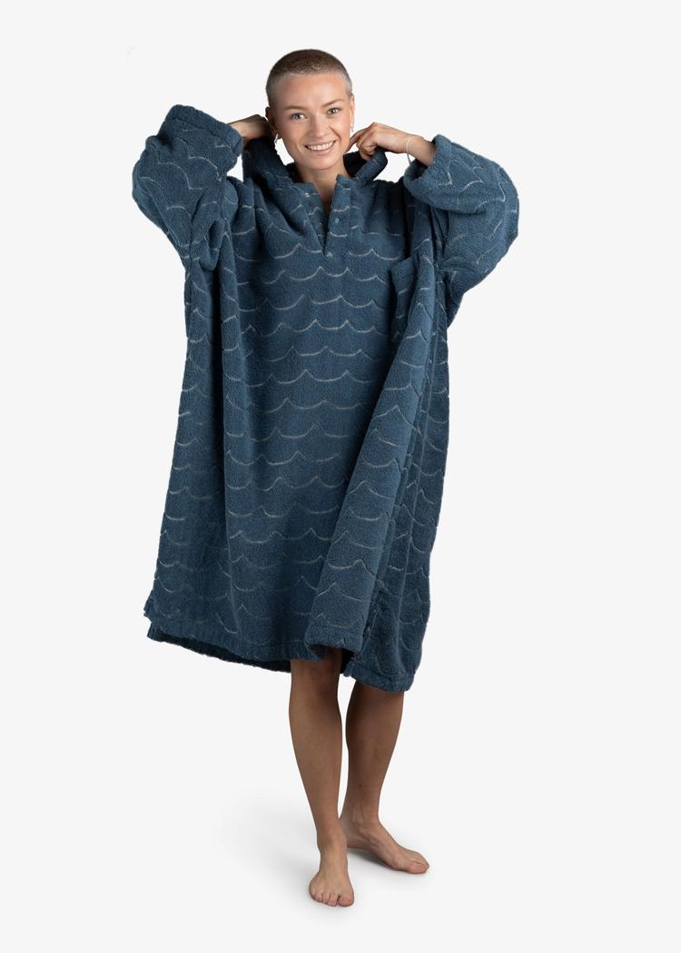 Secondary product image for "Frottéponcho Våg Petrol Långärmad"