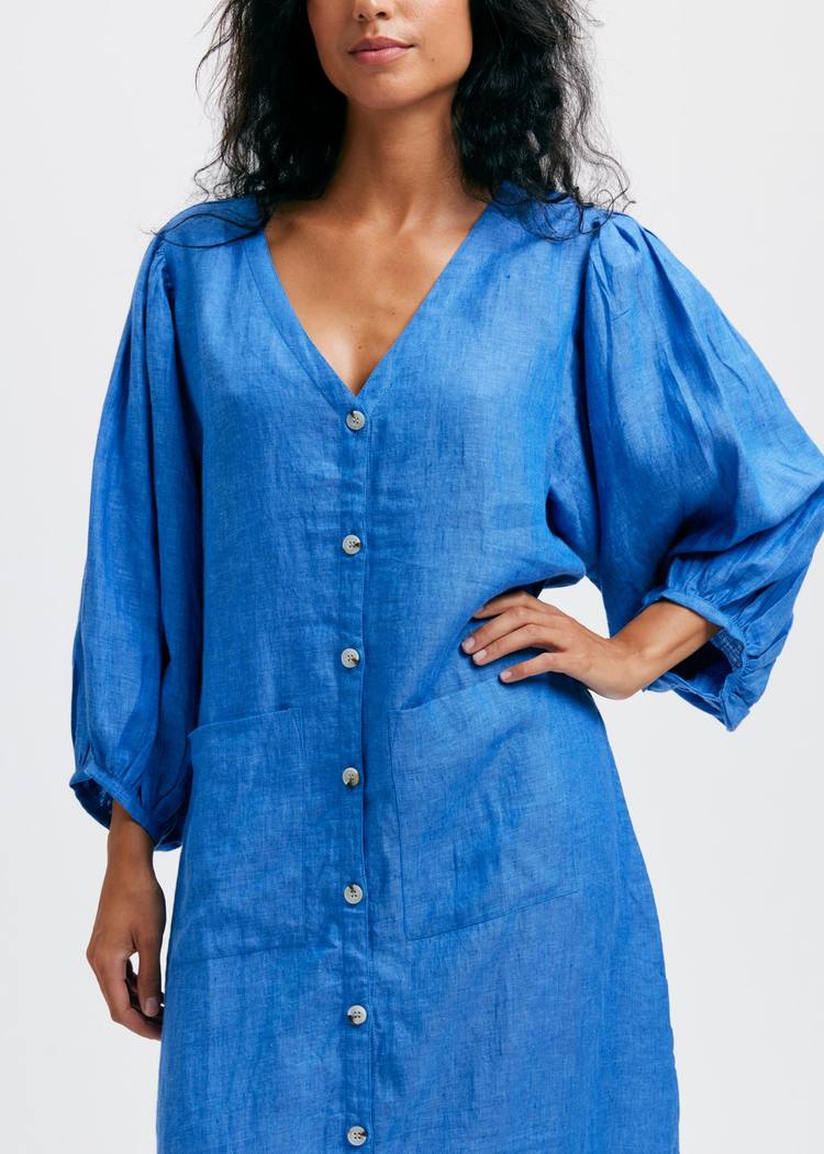 Secondary product image for "Casandra Klänning Linen  Blåblå"