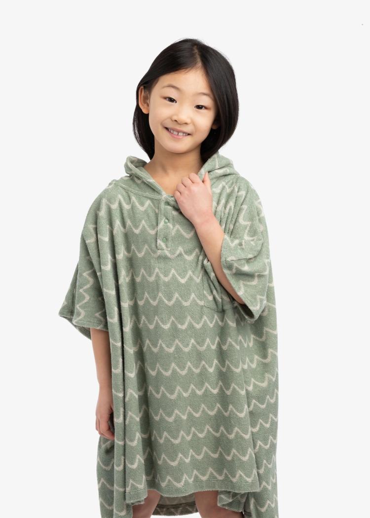 Secondary product image for "Terry Poncho Wave Green Kids"