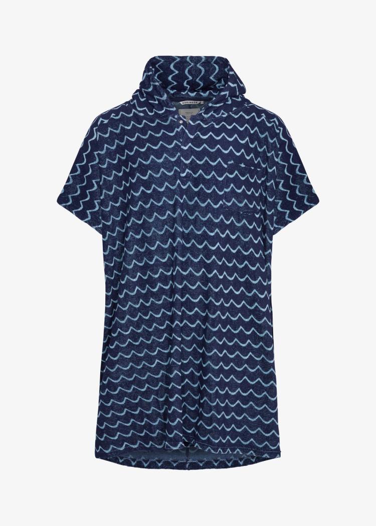 Secondary product image for "Frottéponcho Våg Navy Ljusblå"