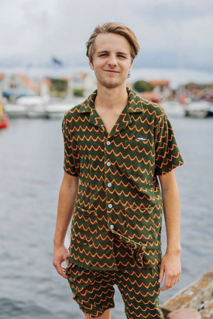 Secondary product image for "Frottéskjorta Våg Grön Orange"