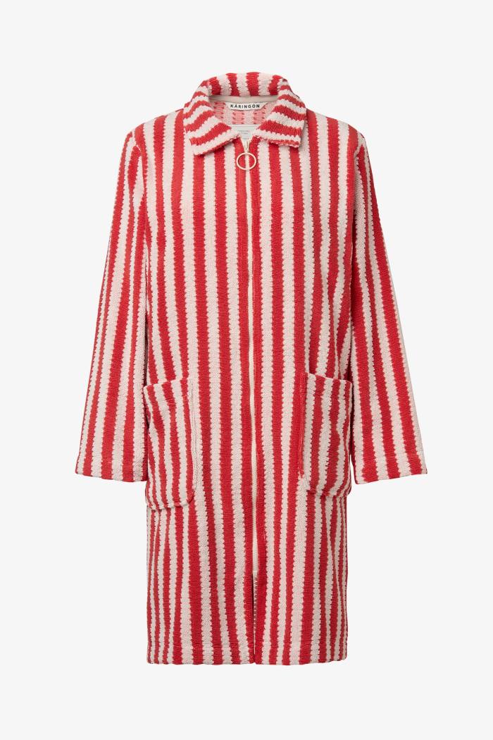 Secondary product image for "Bathrobe Ladies Stripe Red"