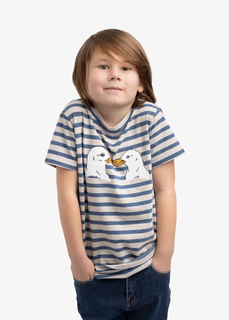 Secondary product image for "T-shirt Barn Rand Blå & Sand"