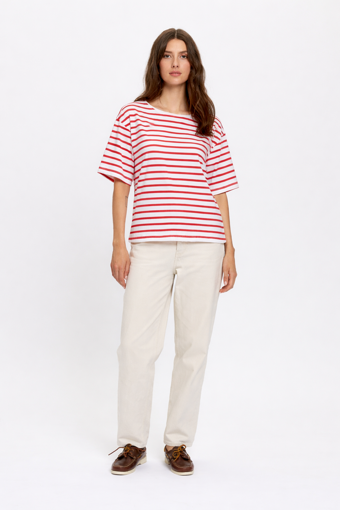 Secondary product image for "Tuva T-Shirt Stripe White Red"